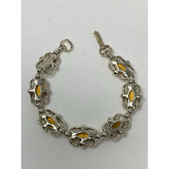 Vintage Sarah Coventry Bracelet Multicolor Oval Cabochons Silver Tone 7 Inch - Picture 5 of 7